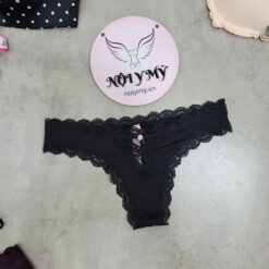 Quần lót Victoria Secret lọt khe thun lạnh phối ren màu tím sẫm 417753qnb
