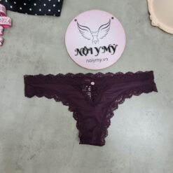 Quần lót Victoria Secret lọt khe thun lạnh phối ren màu tím sẫm 417753qnb