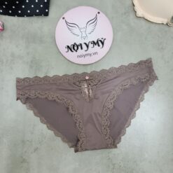 Quần lót Victoria Secret bikini thun lạnh phối ren màu nâu xám 424223qad