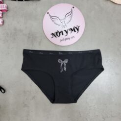 Quần lót Victoria’s Secret nguyên mông thun cotton màu đen đính đá 428148qc5