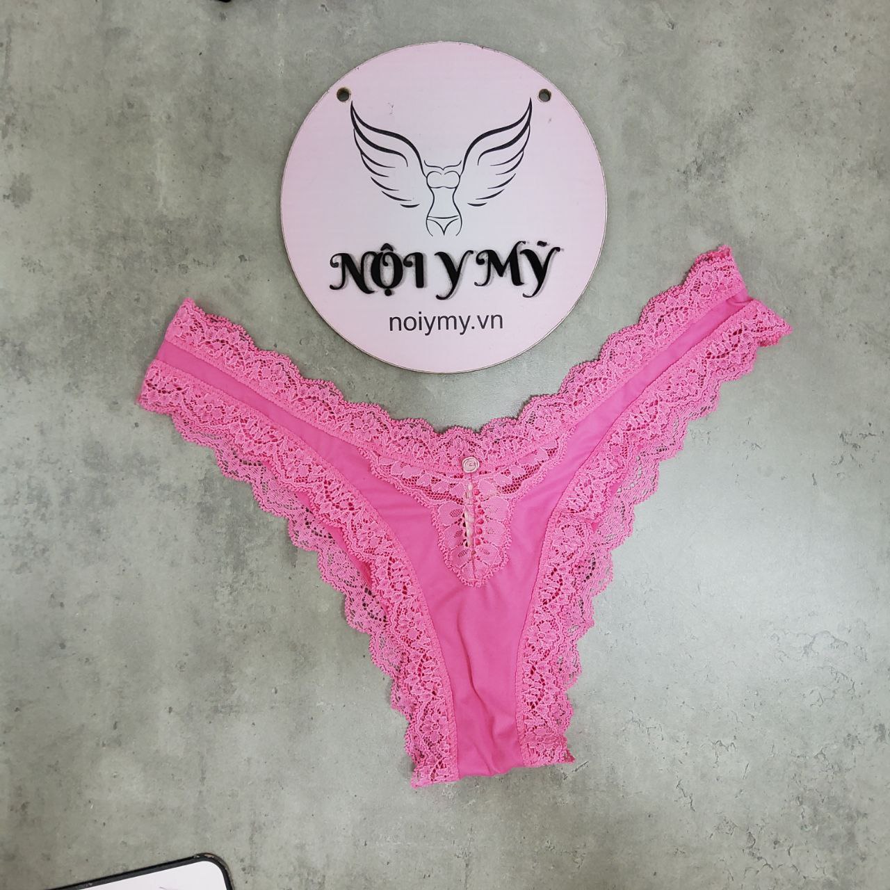 Quần lót Victoria Secret nửa mông thun lạnh phối ren màu hồng 417746qs6