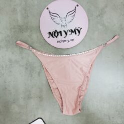 Quần lót Victoria Secret nửa mông thun lạnh dây đính đá màu hồng nude 431461qax