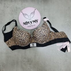 Áo lót Victoria Secret T-shirt thun cotton màu beo đính đá viền đen 431938spa