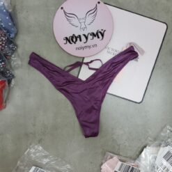 Quần lót Victoria Secret lọt khe thun lạnh phía sau đan dây màu tím 189645quy
