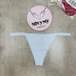 Quần lót Victoria Secret lọt khe dây thun cotton viền ren màu xanh biển hoạ tiết 417795qnj
