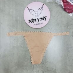 Quần lót Victoria Secret lọt khe dây thun cotton viền ren màu da 417795seq