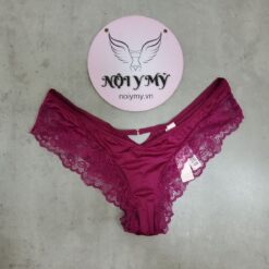 Quần lót Victoria Secret nửa mông thun lạnh phối nơ ren lưới màu đỏ 431451qd4