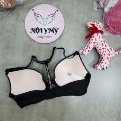 Áo lót Pink nâng vừa thun lạnh cài trước màu đen đính đá 427457qc5