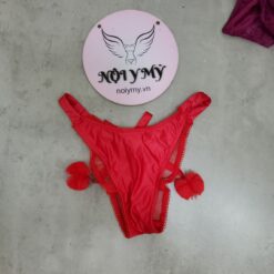Quần lót Victoria Secret nửa mông thun lạnh phối nơ ren lưới màu đỏ 431451qd4