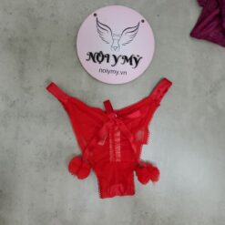 Quần lót Victoria Secret nửa mông thun lạnh phối nơ ren lưới màu đỏ 431451qd4