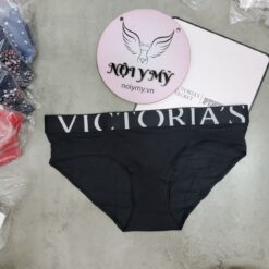 Quần lót Victoria’s Secret nguyên mông thun cotton lưng logo màu trắng hoạ tiết 433665