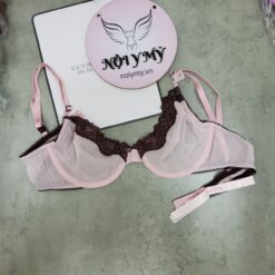 Áo lót Victoria Secret không nâng không mút ren lưới màu hồng viền nâu 231719qas (Sao chép)
