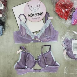 Áo lót Victoria Secret không nâng không mút ren lưới màu tím viền xanh 231719qqw