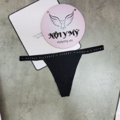 Quần lót Victoria Secret lọt khe dây thun cotton lưng logo màu đen 418366qb4
