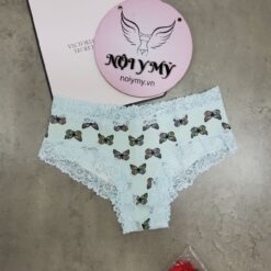 Quần lót Pink nửa mông thun cotton phối ren màu xanh ngọc bướm 419753sdj