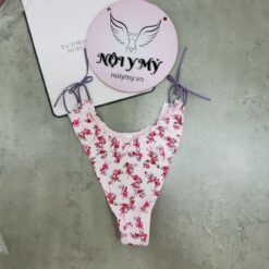 Quần lót Pink lọt khe thun gân lưng cao phối dây màu hồng hoa 425354sp9