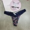 Quần lót Pink lọt khe thun cotton lưng ren màu xanh navy hoa 428153sp9