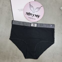 Quần lót Victoria Secret nguyên mông cotton lưng logo đính đá màu đen 431591qc5 (Sao chép)