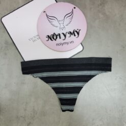 Quần lót Victoria Secret lọt khe thun seamless màu đen sọc kim sa 431743spu