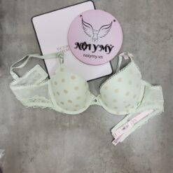 Áo lót Victoria Secret không nâng ren màu xanh mint chấm bi kim sa 431807srv