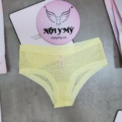 Quần lót Victoria Secret nửa mông thun lạnh không viền phía sau ren lưới màu vàng 433654qac