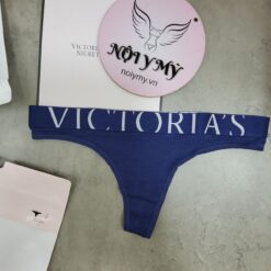 Quần lót Victoria Secret lọt khe thun cotton lưng logo màu xanh dương 433662qd2