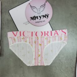 Quần lót Victoria’s Secret nguyên mông thun cotton lưng logo màu trắng hoạ tiết 433665 (Sao chép)