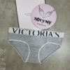 Quần lót Victoria’s Secret nguyên mông thun cotton lưng logo màu xám 433665qbv