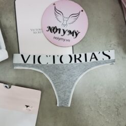 Quần lót Victoria Secret lọt khe dây thun cotton lưng logo màu đen hoạ tiết 431751qc5