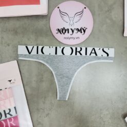Quần lót Victoria Secret lọt khe thun cotton lưng logo màu xám 433679qbv