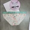 Quần lót Victoria’s Secret nguyên mông thun cotton lưng logo màu trắng kem hoa 433670