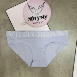 Quần lót Victoria’s Secret nguyên mông thun cotton lưng logo màu xanh biển nhạt 433670