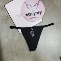 Quần lót Victoria Secret lọt khe dây thun cotton lưng logo màu tím 418366qjf