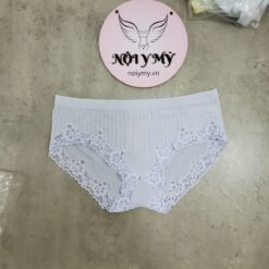 Quần lót Victoria’s Secret nguyên mông thun seamless viền ren xanh biển 428749qcj