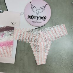 Quần lót Victoria Secret lọt khe ren màu hồng sọc trắng 419060spu