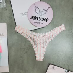 Quần lót Victoria Secret lọt khe ren màu hồng sọc trắng 429409spu