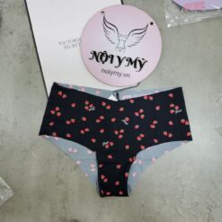 Quần lót Pink nửa mông thun lạnh không viền màu đen hoạ tiết 430797r6e