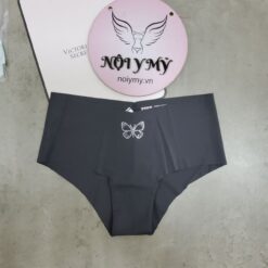 Quần lót Pink nửa mông thun lạnh không viền màu đen xám đính đá 430797qf7