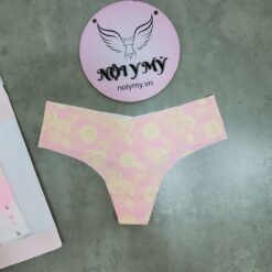 Quần lót Victoria’s Secret lọt khe thun lạnh không viền màu hồng hoạ tiết 423367 [HÃNG KHÔNG GẮN TEM]
