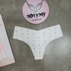 Quần lót Victoria’s Secret lọt khe thun lạnh không viền màu trắng hoạ tiết 423367 [HÃNG KHÔNG GẮN TEM]