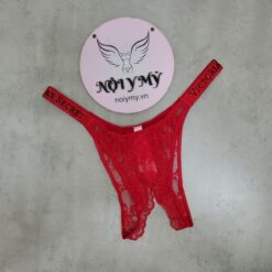 Quần lót Victoria Secret Bling bling nửa mông ren dây đính đá màu đỏ đô 418804qbj