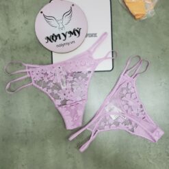 Quần lót Pink lọt khe ren kim sa phối dây màu tím 430978qcj (Copy)