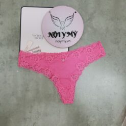 Quần lót Victoria Secret lọt khe thun cotton phối ren màu hồng 434673qde
