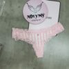 Quần lót Victoria Secret lọt khe thun cotton phối ren màu hồng sọc 434673spc