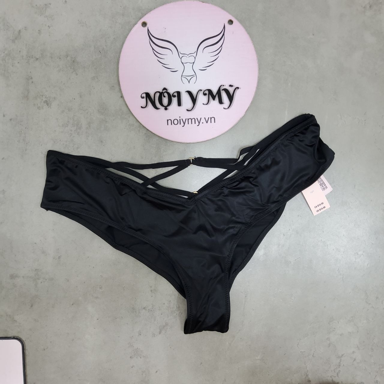 Quần lót Victoria Secret nửa mông phối dây màu xanh đen 415879qb4