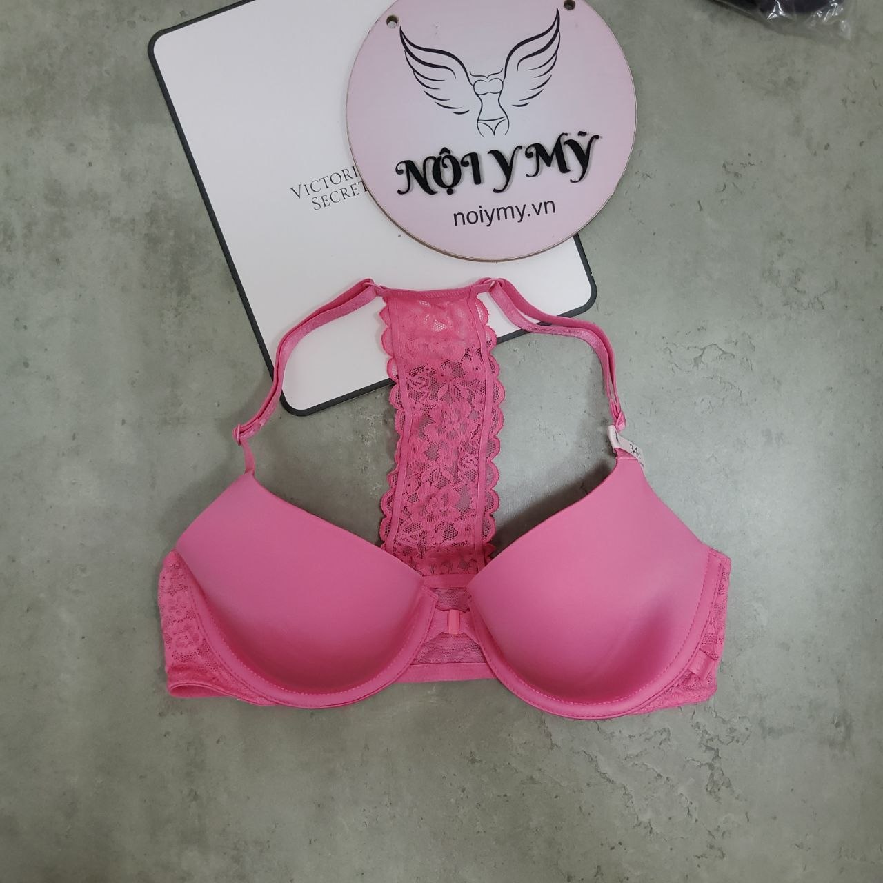 Áo lót Victoria Secret không nâng cài trước thun lạnh phối ren màu hồng 429670qe7