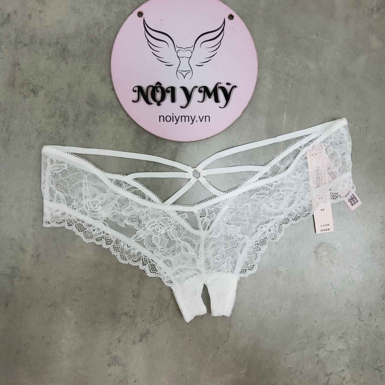 Quần lót Victoria Secret nửa mông hở mông ren màu trắng 431028qax