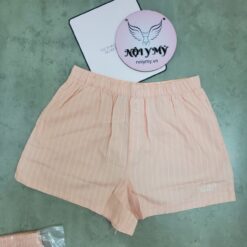 Quần đùi ngủ Victoria's Secret vải cotton có túi 2 bên màu cam sọc trắng 433202spj