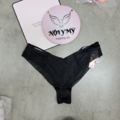 Quần lót Victoria Secret nửa mông thun lạnh phối dây ren lưới màu đen 433420qb4