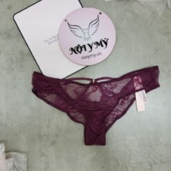 Quần lót Victoria Secret nửa mông ren phối dây màu tím rượu 433422qax